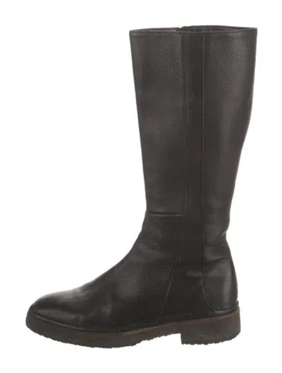 Pre-owned Ferragamo Leather Riding Boots In Black