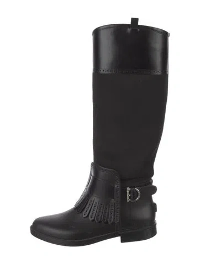 Pre-owned Ferragamo Leather Riding Boots In Black