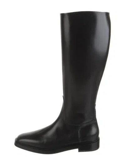 Pre-owned Ferragamo Leather Riding Boots In Black