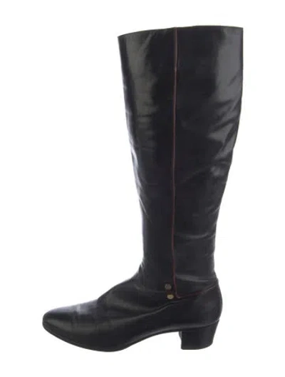 Pre-owned Ferragamo Leather Riding Boots In Black