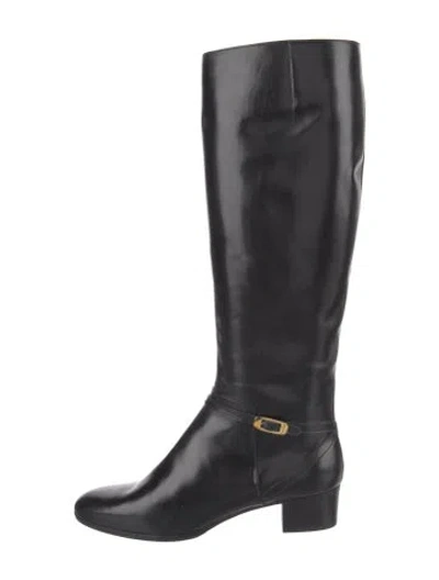 Pre-owned Ferragamo Leather Riding Boots In Black