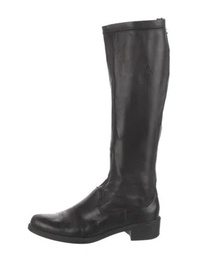 Pre-owned Ferragamo Leather Riding Boots In Black