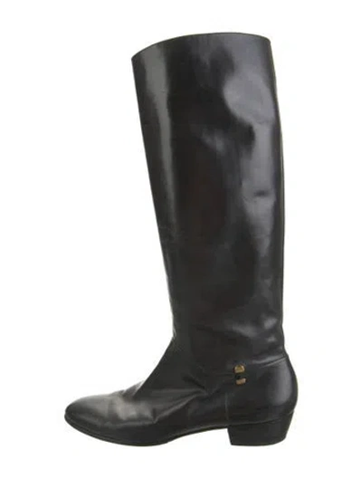 Pre-owned Ferragamo Leather Riding Boots In Black