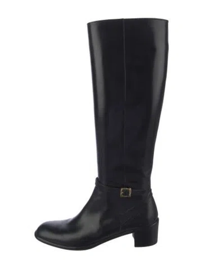 Pre-owned Ferragamo Leather Riding Boots In Black