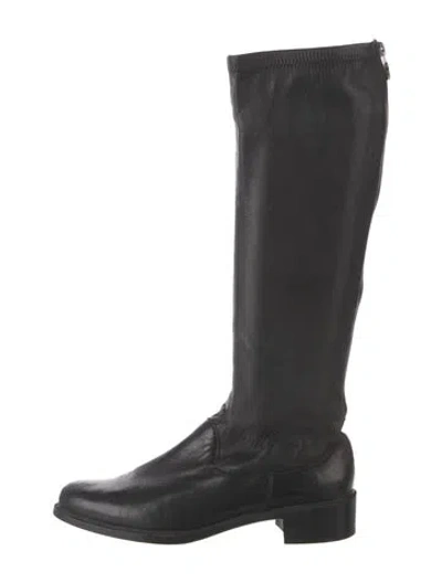 Pre-owned Ferragamo Leather Riding Boots In Black