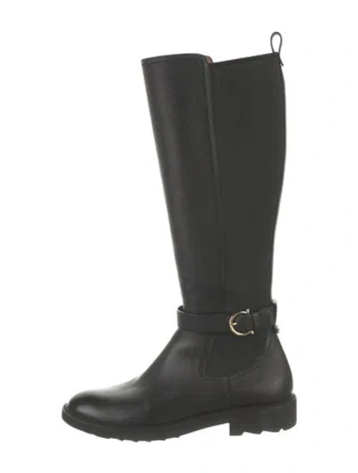 Pre-owned Ferragamo Leather Riding Boots In Black