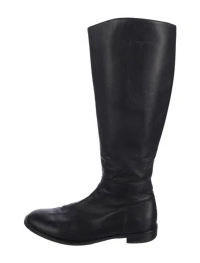Pre-owned Ferragamo Leather Riding Boots In Black