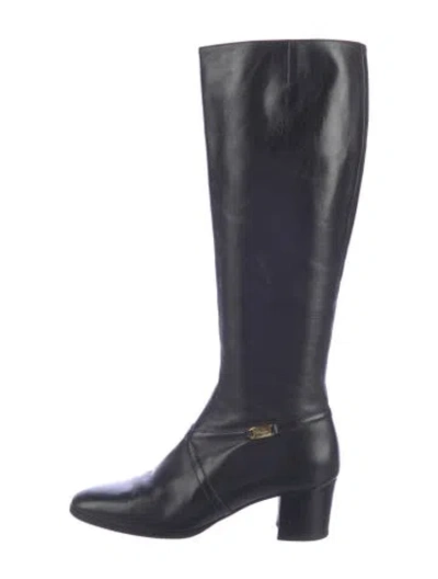 Pre-owned Ferragamo Leather Riding Boots In Blue