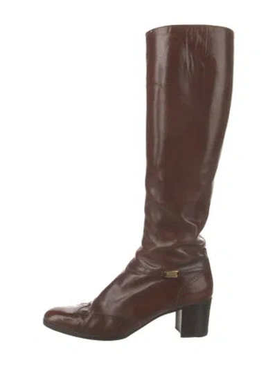 Pre-owned Ferragamo Leather Riding Boots In Brown