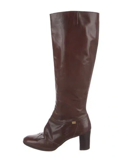 Pre-owned Ferragamo Leather Riding Boots In Brown