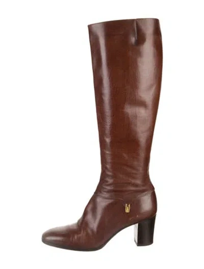 Pre-owned Ferragamo Leather Riding Boots In Brown