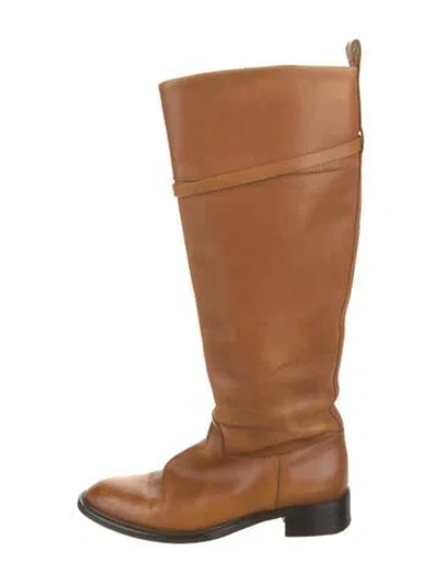 Pre-owned Ferragamo Leather Riding Boots In Brown