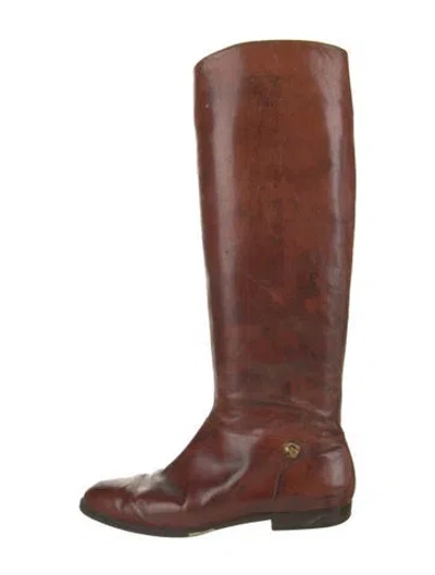 Pre-owned Ferragamo Leather Riding Boots In Brown