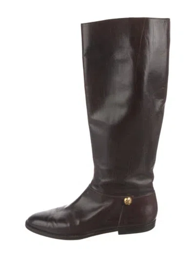 Pre-owned Ferragamo Leather Riding Boots In Brown