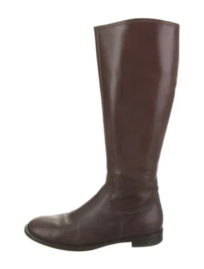 Pre-owned Ferragamo Leather Riding Boots In Brown