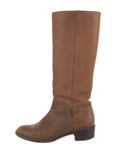 Pre-owned Ferragamo Leather Riding Boots In Brown