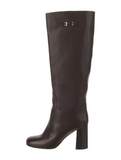 Pre-owned Ferragamo Leather Riding Boots In Brown