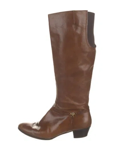Pre-owned Ferragamo Leather Riding Boots In Brown