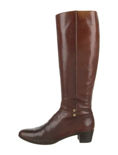 Pre-owned Ferragamo Leather Riding Boots In Brown