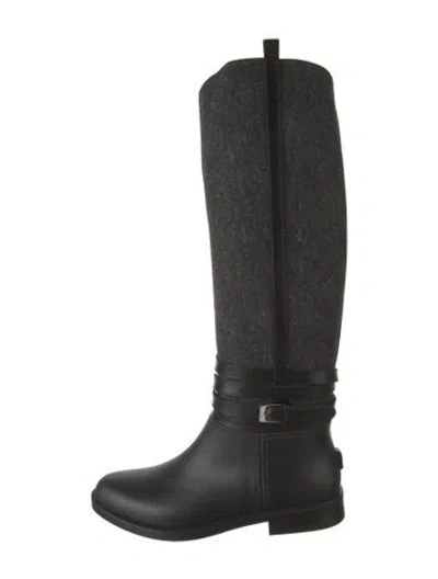 Pre-owned Ferragamo Leather Riding Boots W/ Tags In Black