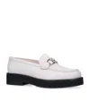 Ferragamo Leather Rolo Lug Loafers In White