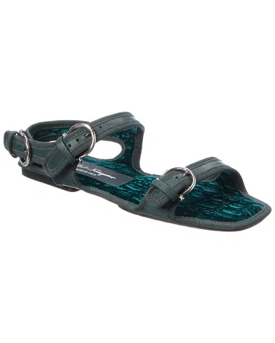 Ferragamo Leather Sandal In Green