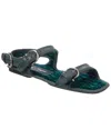 Ferragamo Leather Sandal In Green