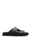 Ferragamo Gancini Leather Sandals In Black