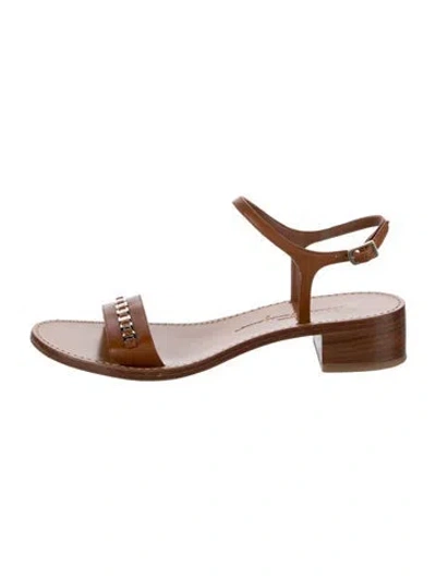 Pre-owned Ferragamo Leather Sandals In Gold