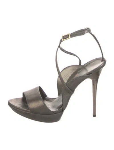 Pre-owned Ferragamo Leather Sandals In Gray