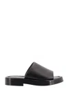 Ferragamo Leather Sandals With Embossed Logo On The Side