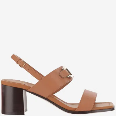 FERRAGAMO LEATHER SANDALS WITH LOGO