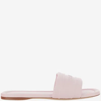 Ferragamo Leather Sandals With Logo In Pink