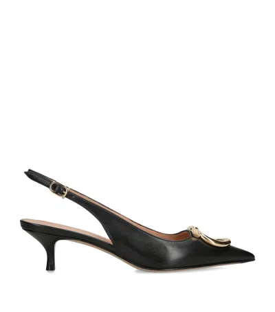 Ferragamo Leather Sara Slingback Heels 40 In Black