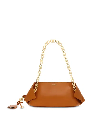 Ferragamo Leather Scarf Shoulder Bag In Yellow