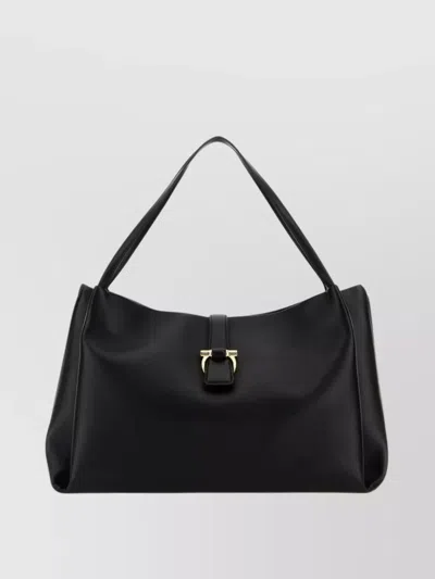 Ferragamo Leather Shopping Bag Buckle Detail