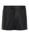 Ferragamo Mid-rise Lambskin Leather Shorts With Concealed Button And Pockets In Black