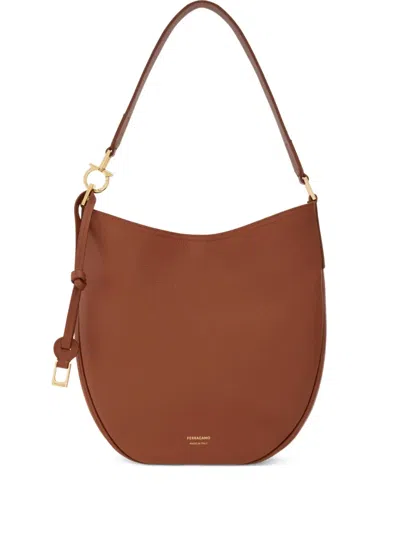 Ferragamo Leather Shoulder Bag In Brown