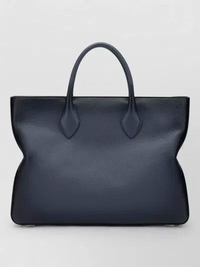 Ferragamo Shoulder Bag Structured Shape Textured Finish In Blue