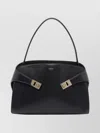 Ferragamo Leather Shoulder Bag Adaptable Strap In Black