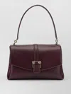 Ferragamo Leather Shoulder Bag Adjustable Strap Top Handle In Burgundy