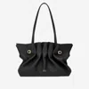 Ferragamo Medium Pleated Nappa Leather Shoulder Bag In Black