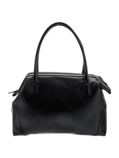Pre-owned Ferragamo Leather Shoulder Bag In Black
