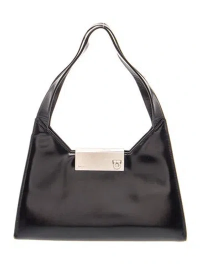 Pre-owned Ferragamo Leather Shoulder Bag In Black
