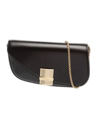 Pre-owned Ferragamo Leather Shoulder Bag In Black