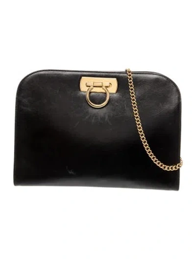 Pre-owned Ferragamo Leather Shoulder Bag In Black