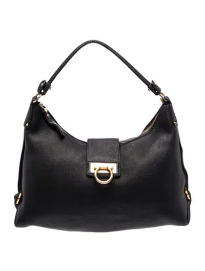 Pre-owned Ferragamo Leather Shoulder Bag In Black