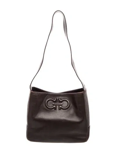 Pre-owned Ferragamo Leather Shoulder Bag In Black