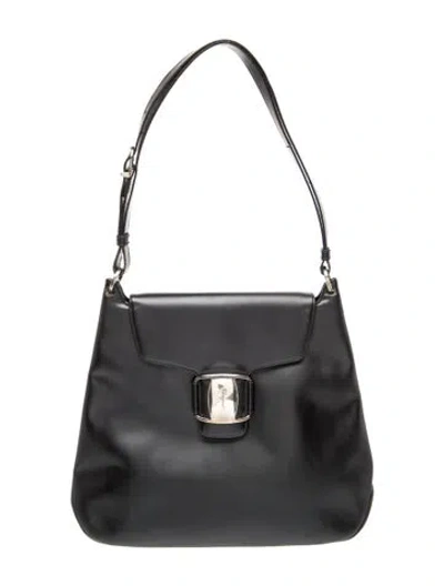 Pre-owned Ferragamo Leather Shoulder Bag In Black