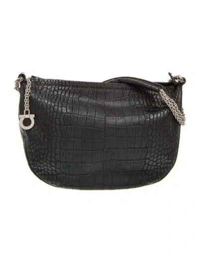 Pre-owned Ferragamo Leather Shoulder Bag In Black